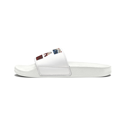 Women's Trump MAGA Red white and blue Comfy PU Slide Sandals