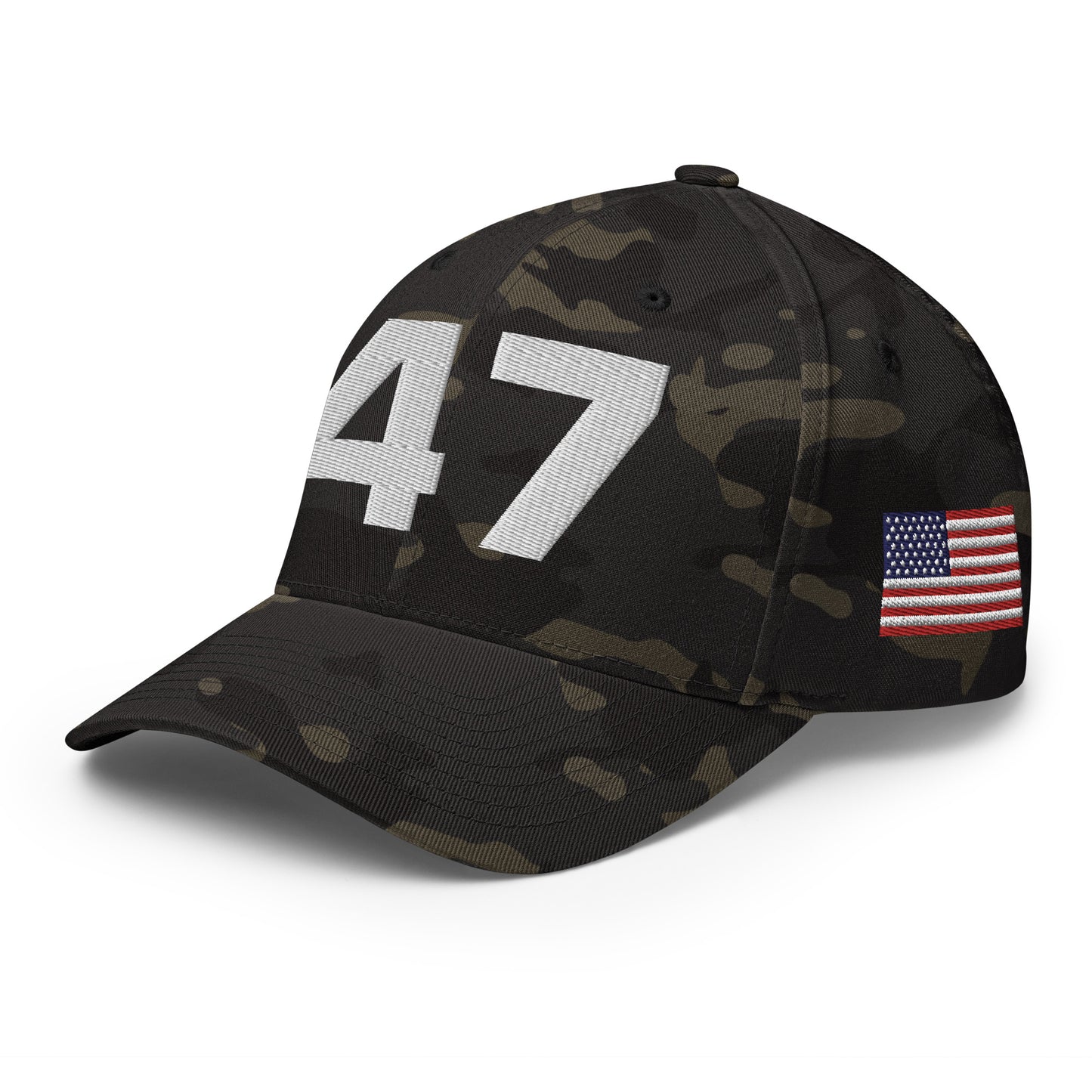 Deluxe Trump 2024 47 American Flag Fitted Structured Twill Cap