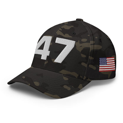 Deluxe Trump 2024 47 American Flag Fitted Structured Twill Cap