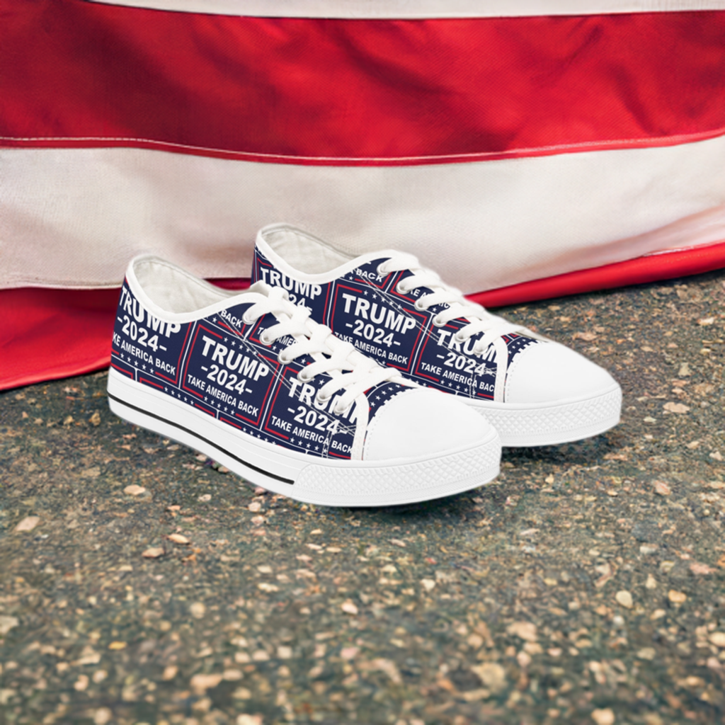 Trump 2024 Take America Back Blue All Over Print Women's Low Top Sneakers