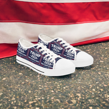 Trump 2024 Take America Back Blue All Over Print Women's Low Top Sneakers