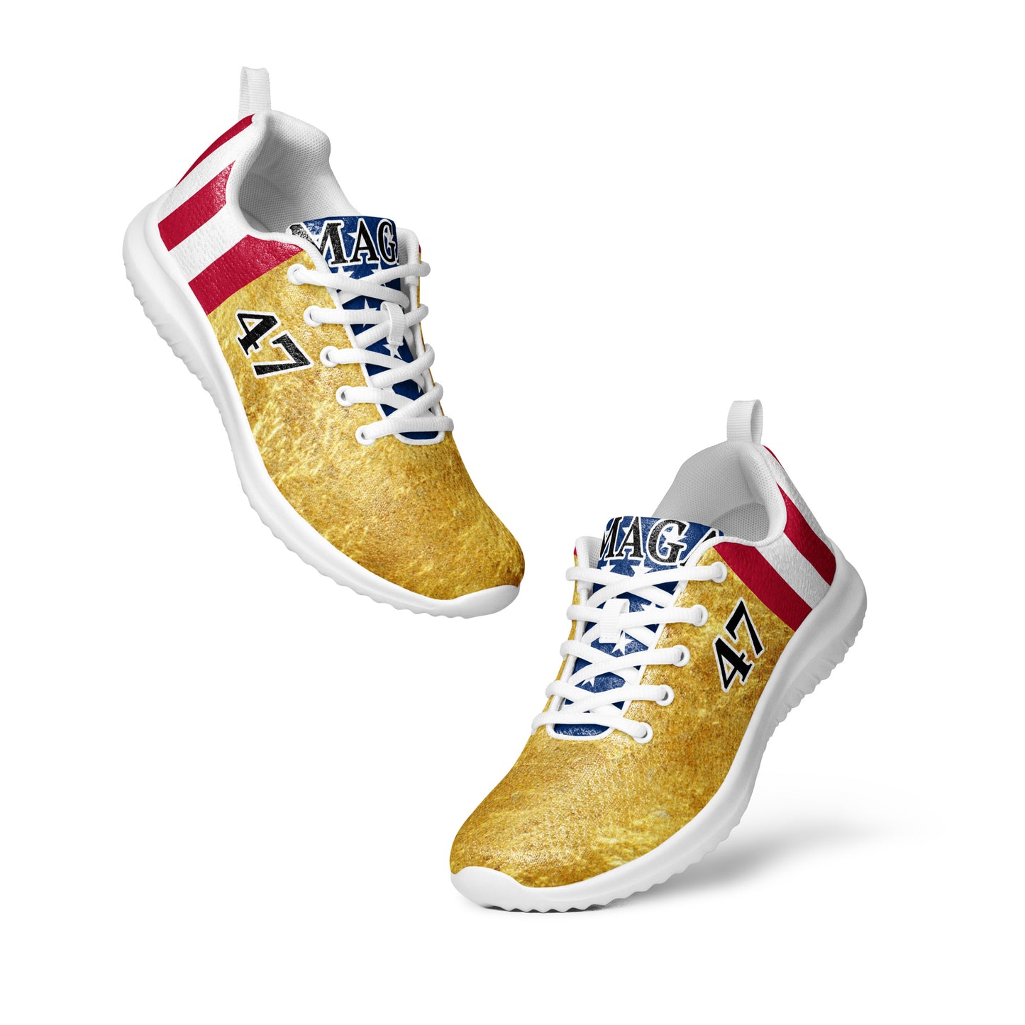 Gold Trump 47 American Flag MAGA Men’s athletic shoes MAGAGA Store Exclusive