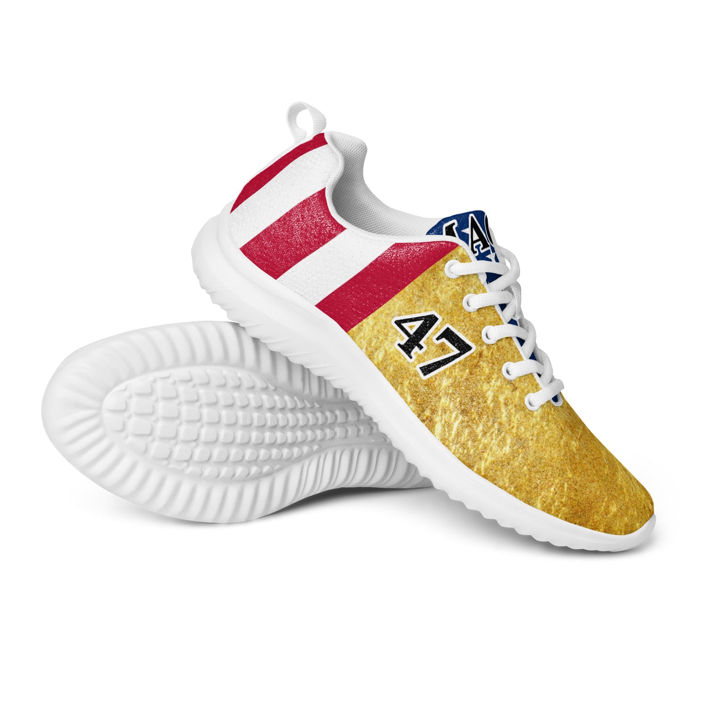 Gold Trump 47 American Flag MAGA Men’s athletic shoes MAGAGA Store Exclusive
