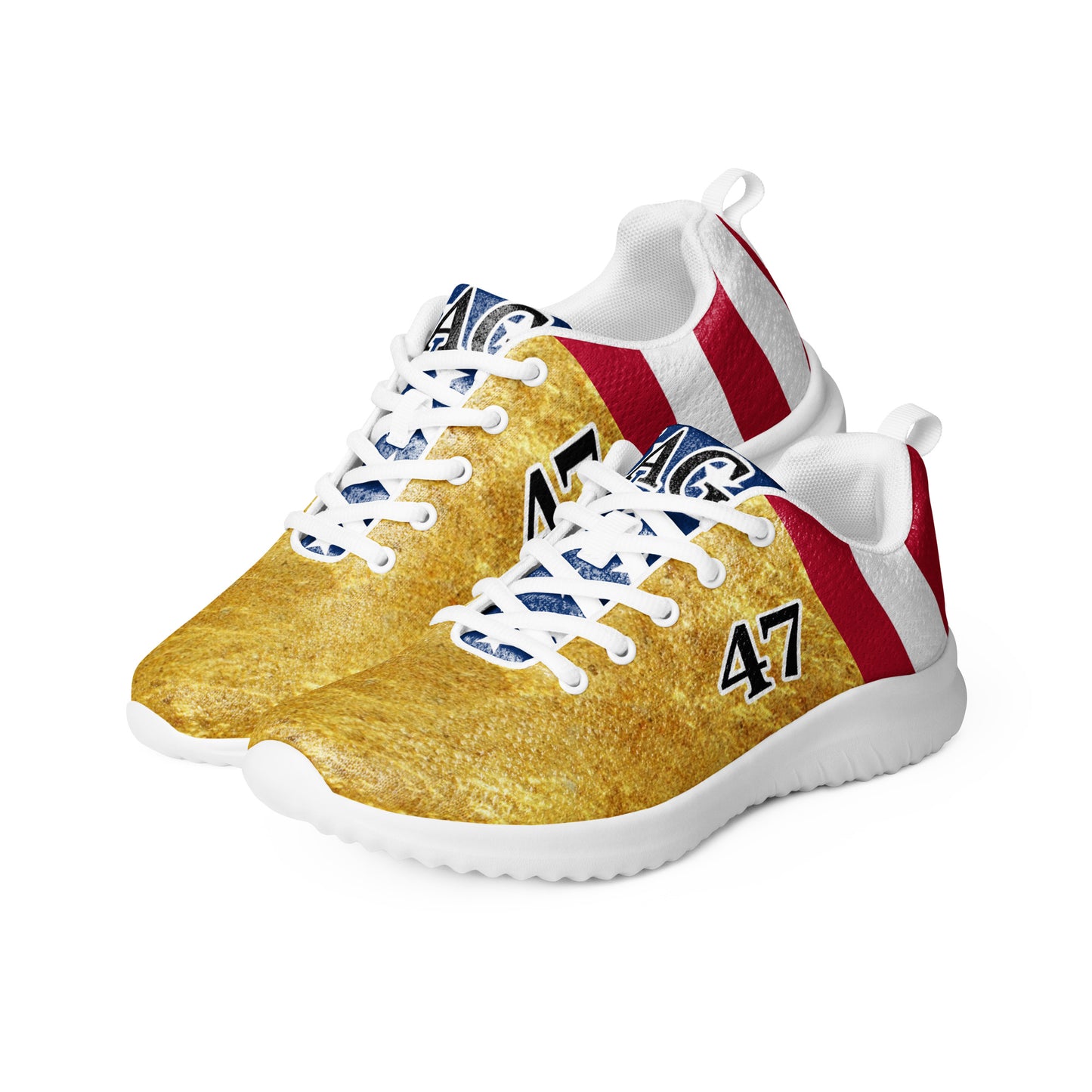 Gold Trump 47 American Flag MAGA Men’s athletic shoes MAGAGA Store Exclusive