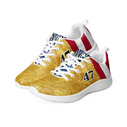 Gold Trump 47 American Flag MAGA Men’s athletic shoes MAGAGA Store Exclusive