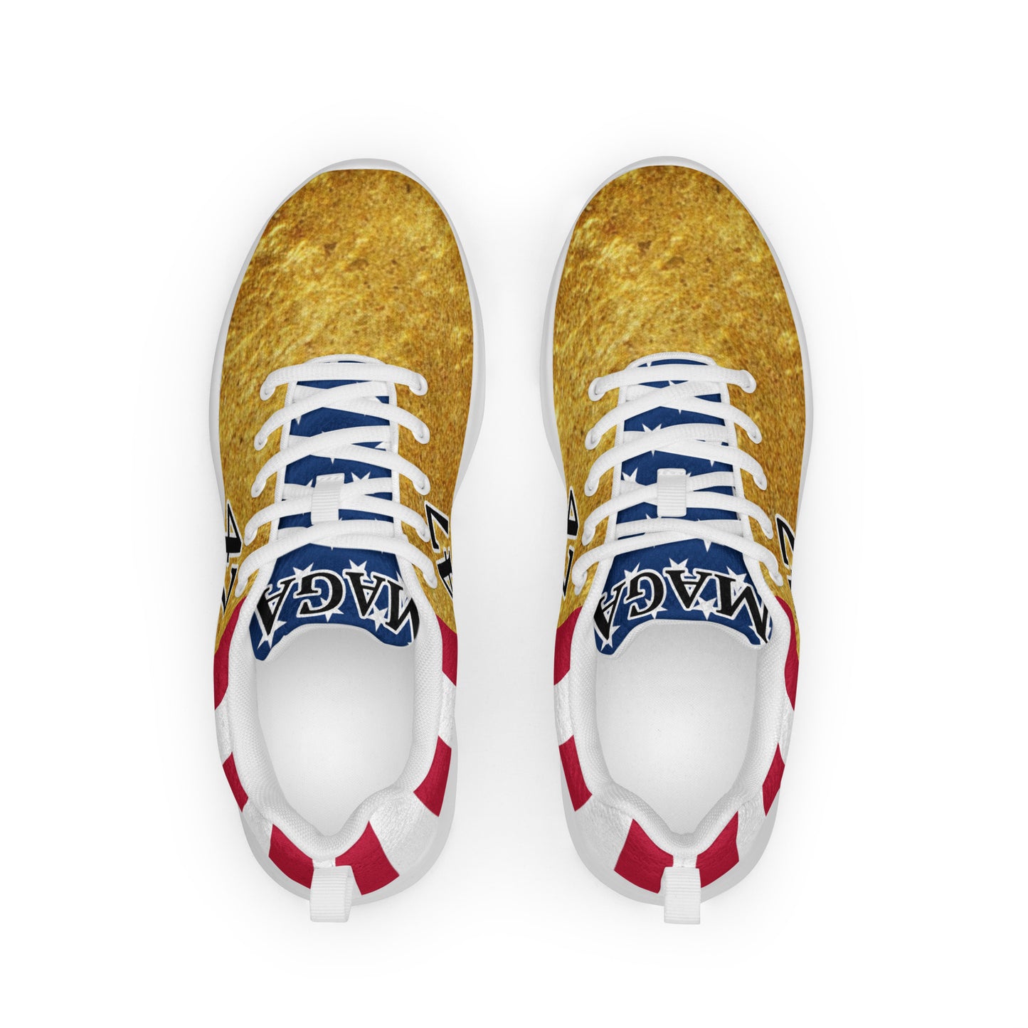 MAGA gold 47 Trump American Flag Women’s athletic sneaker shoes