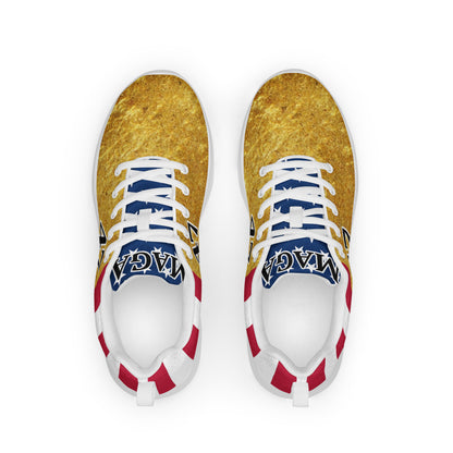 MAGA gold 47 Trump American Flag Women’s athletic sneaker shoes
