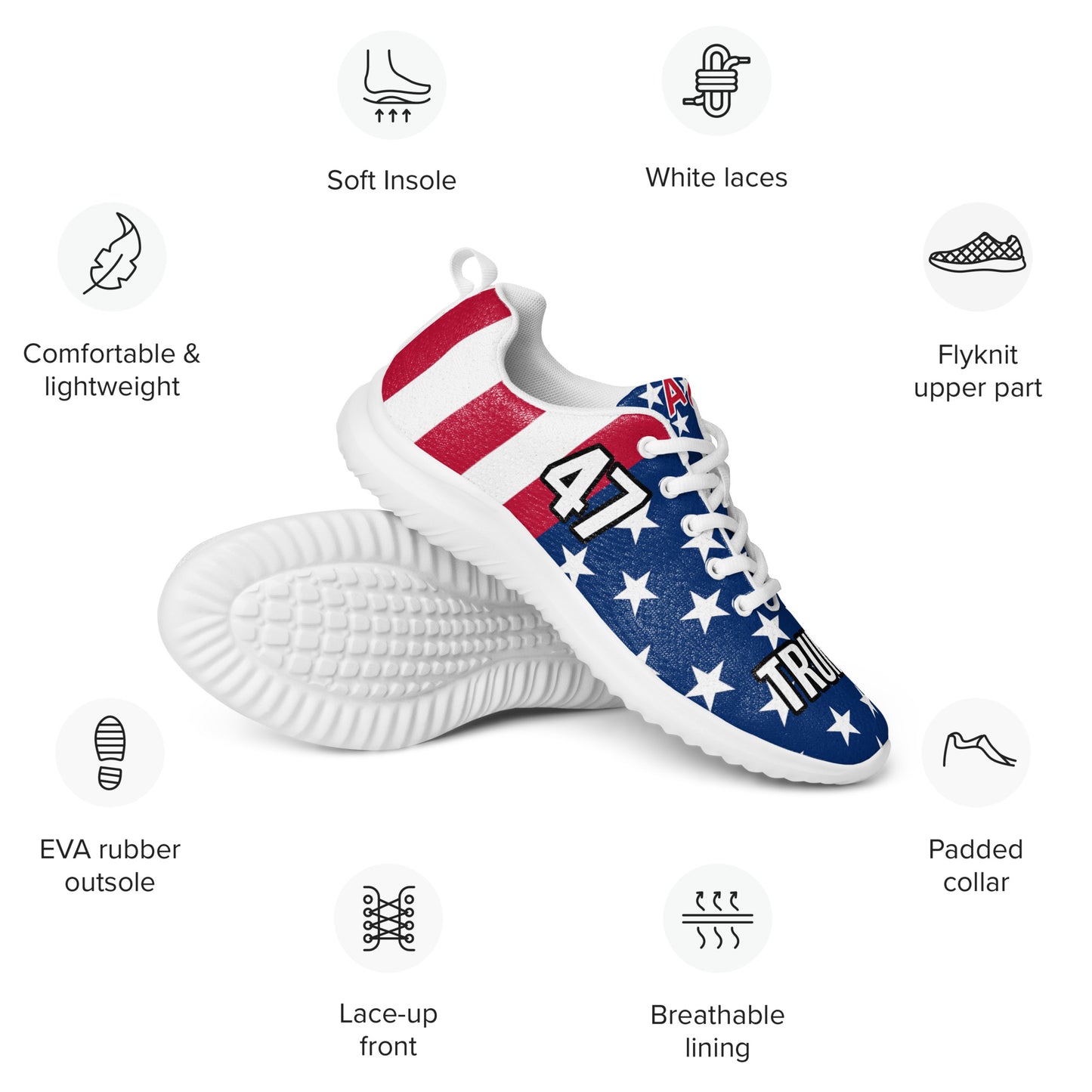 MAGA 47 Trump American Flag Women’s athletic sneaker shoes MAGAGA Store Exclusive